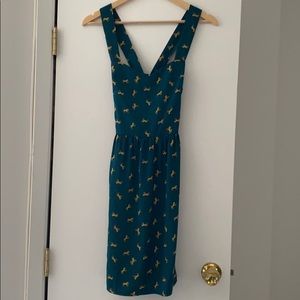 Teal & Yellow Print Dress